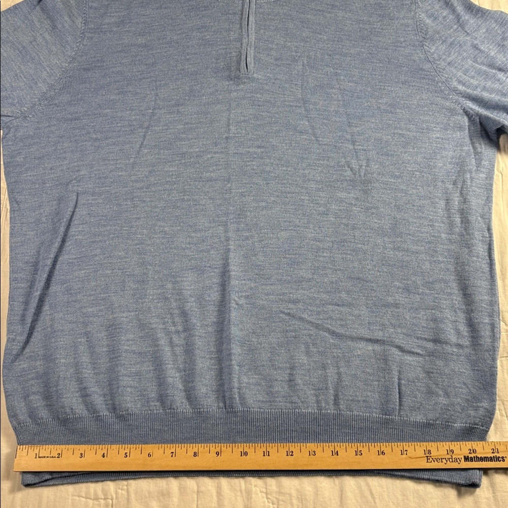 Luxury Jos A Bank Traveler Merino Wool 1/4-Zip Sweater Blue Tailored Fit NWT - Picture 11 of 13
